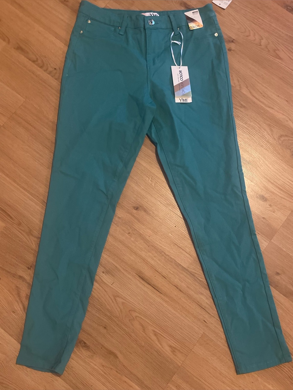 YMI Teal Skinny Mid Rise Womens xl pants forever color